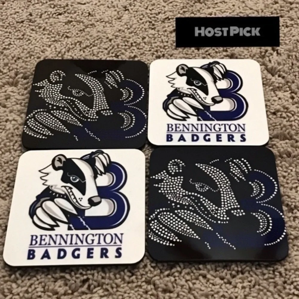 Set of 4 cup coasters Bennington Badgers
